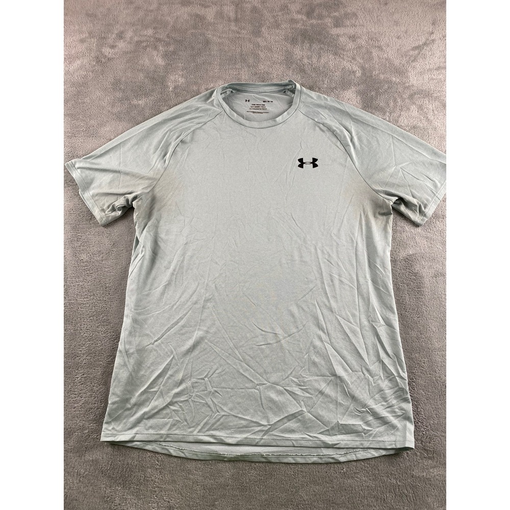 Under Armour Mens Tech Tee Short Sleeve Raglan Athletic Shirt Light Blue Gray MD